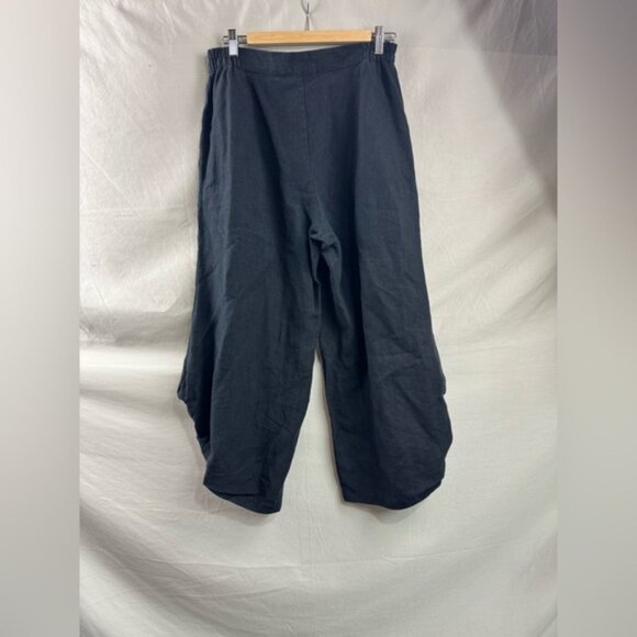 Wide Leg Linen High Rise Pant  Black - Picture 2 of 5